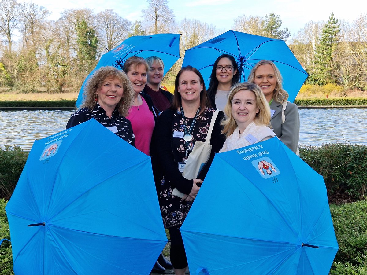 #Oak and #Hawthorn #WorkplaceWellnessCommitee launching today. Showing off their #StaffHealthandWellbeing brollies to support staff to walk together #BuildingTeams #StaffMorale #WorkplaceWellbeing one of the many initiatives to come.