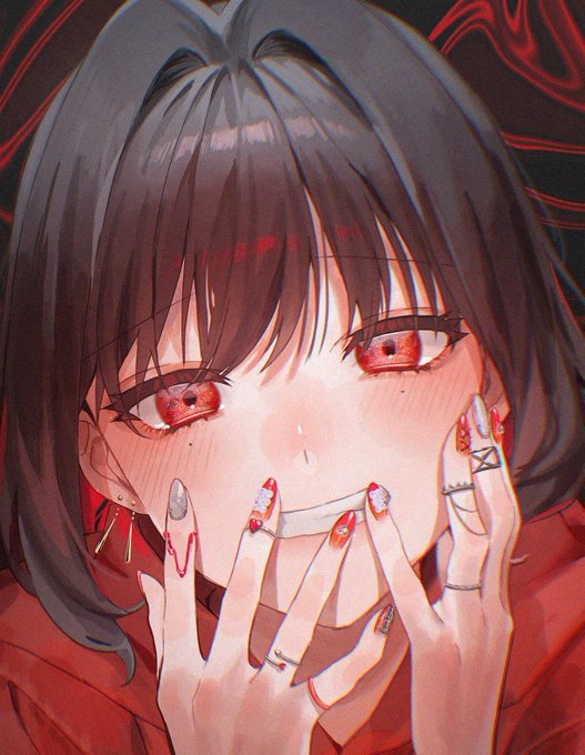 「red eyes red hoodie」 illustration images(Latest)