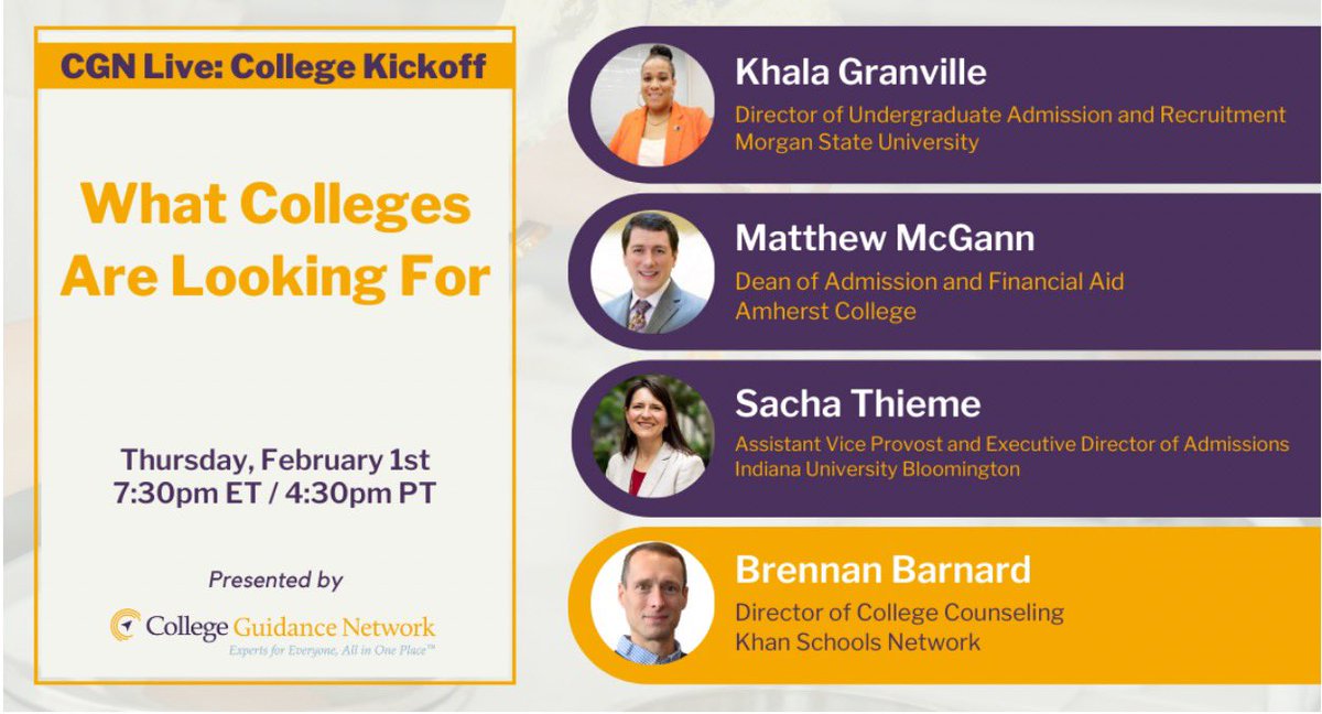 Want to learn more? Join me and three of these admission leaders tonight for a free, live Q&amp;A 

tinyurl.com/CGNL24Feb1BB