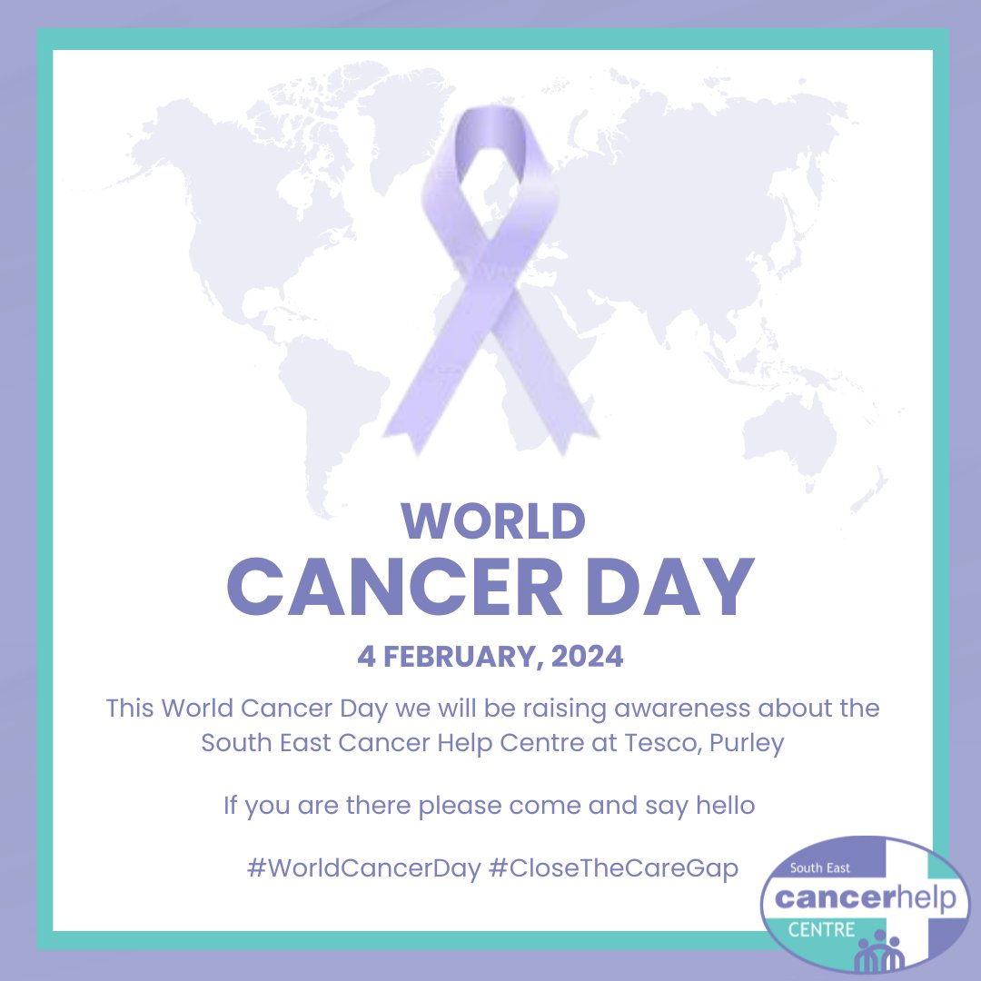 This World Cancer Day, Sunday 4th February 2024, we will be raising awareness about the South East Cancer Help Centre at Tesco Extra in Purley.

If you are there please come and say hello! 

#WorldCancerDay #CloseTheCareGap #croydon #purley #sechc #cancer #cancercare v#charity