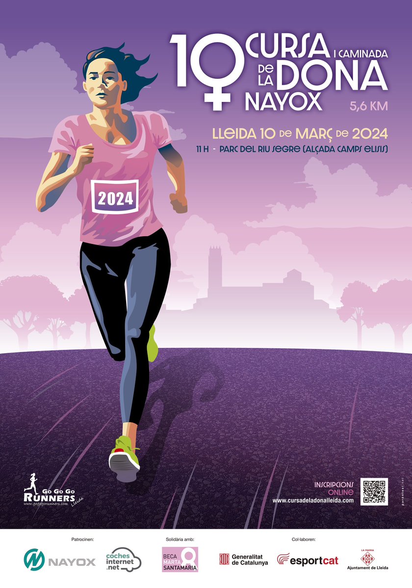 CdDLleida's tweet image. Obertes les inscripcions de la 10a Cursa de la Dona Nayox! 

cursadeladonalleida.com

La cursa tindrà lloc el 10 de març a les 11h! T’hi esperem!!!

#cursadeladonanayox #lleida #tusíquepots #donaiesportlleida #viulacursa #donaiesport #esportfemeni #cancerdemama
