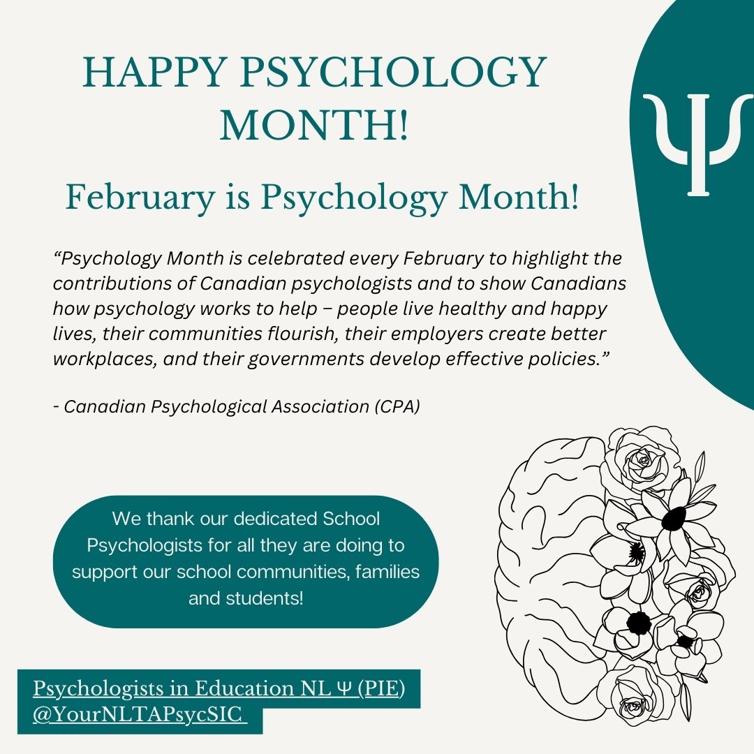 Happy Psychology Month everyone! 🧠 February is Psychology Month- a time to celebrate the science of the mind and the meaningful impact that Psychologists can have on folks and families. A special shout out to our very own NL School Psych's. We appreciate all you do!😊