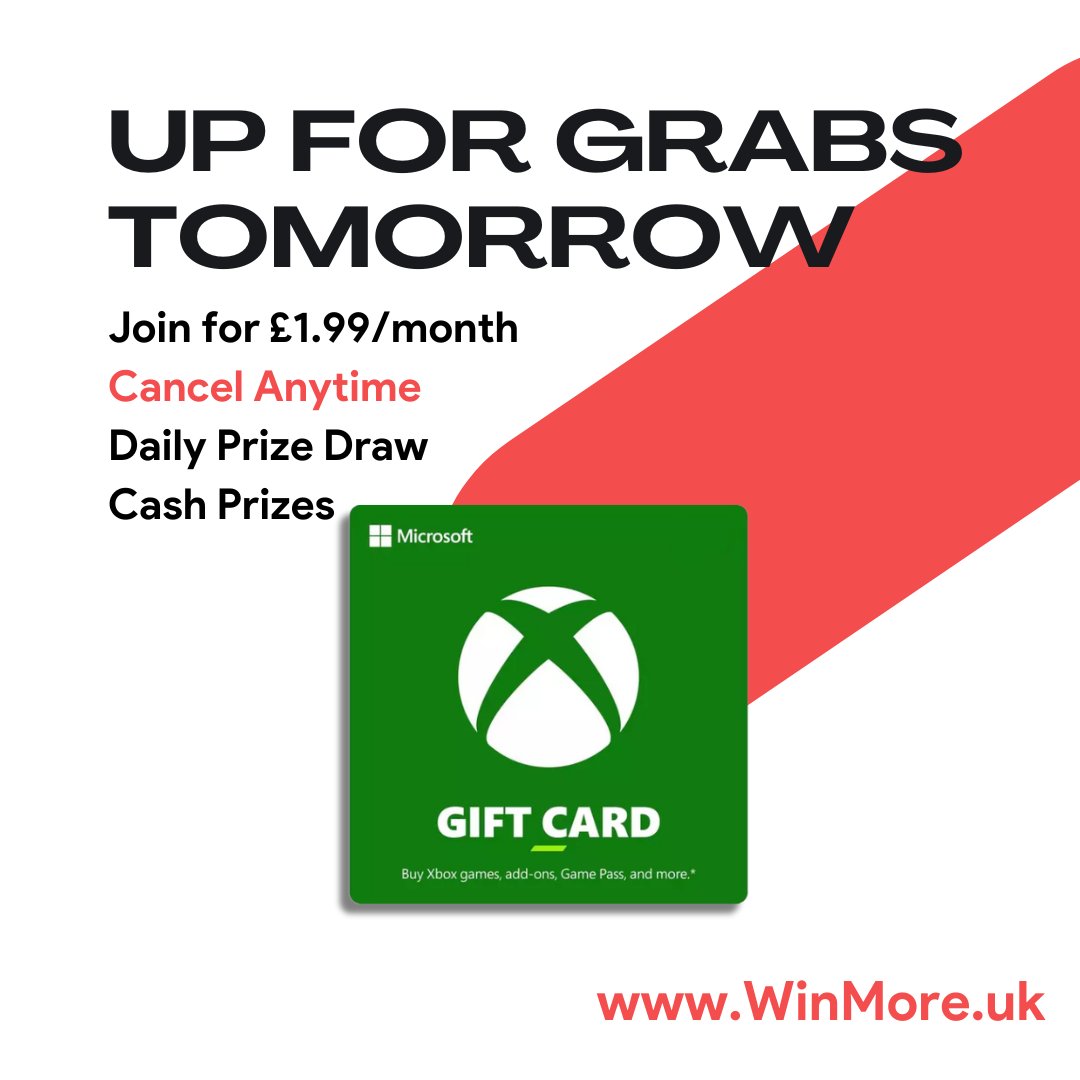 🎮 Feeling lucky? 🍀 Join us in the ultimate gaming giveaway! 💰 Win a £200 Xbox gift card for just £1.99! 🔥 Cancel anytime, no strings attached. 💸 Don't miss out, visit winmore.uk now! #XboxGiveaway #GamingFrenzy #WinBig