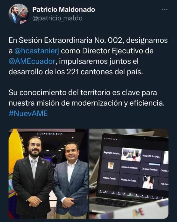 MishkiShimiInf1's tweet photo. #informaciónAlDía

Los mismos de siempre 😡😡😡😡😡

El ingeniero mecánico, @hcastanierj,  ex - funcionario del gobierno del banquero @LassoGuillermo, es ahora #DirectorEjecutivo de la @AMEcuador 
👇 https://t.co/pIg52HLJ8z