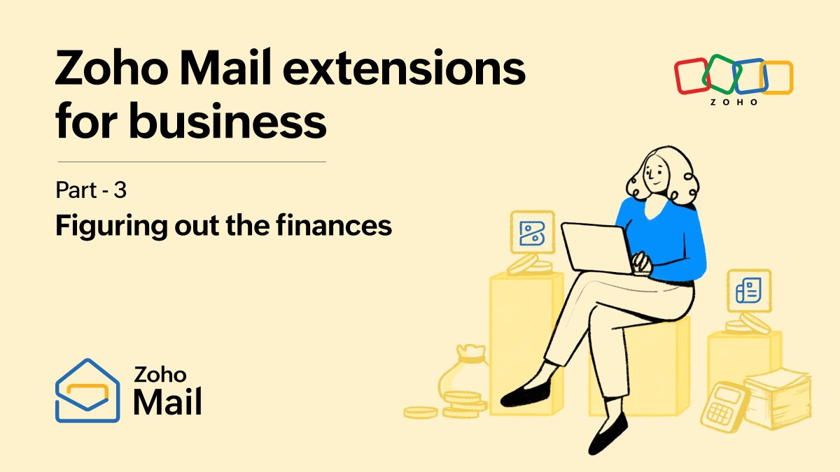 ZohoMail's tweet photo. Lighten the workload of managing your #BusinessFinances with Zoho Mail extensions!

Don't believe us? Ask Chloe, a solopreneur who uses Zoho software to keep track of her bills.

Follow her journey to learn more. 👇🏻
https://t.co/jFxXhRFWDY https://t.co/pkS1gZXHSO