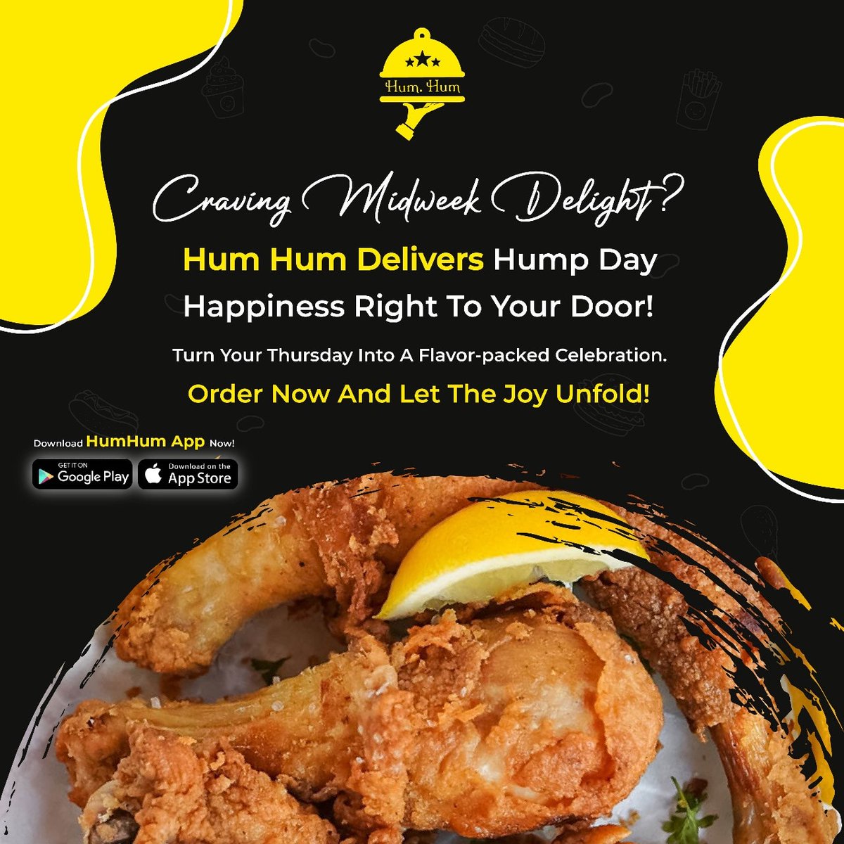humhumapp's tweet photo. Escape midweek monotony with a burst of flavor! 

Hum Hum brings Hump Day happiness to your doorstep. 

Let your Thursday be a celebration of delicious delights. 

Order now and savor the joy! 🍕🎉 

https://t.co/lI5Dzi0eIi 

#HumpDayTreat #FlavorfulWednesday #MidweekJoy https://t.co/4HaOQ0CV2W