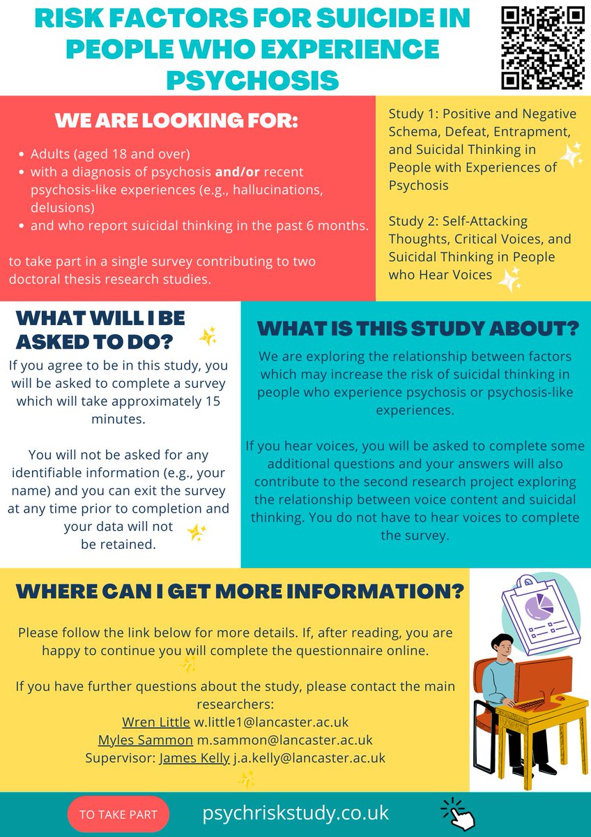 *changes to study* Now adults who have had experiences of psychosis can complete it (rather than requiring a diagnosis). We hope that this will improve access for people who can't access diagnosis for one reason or another. To take part: psychriskstudy.co.uk Please RT. Thanks!