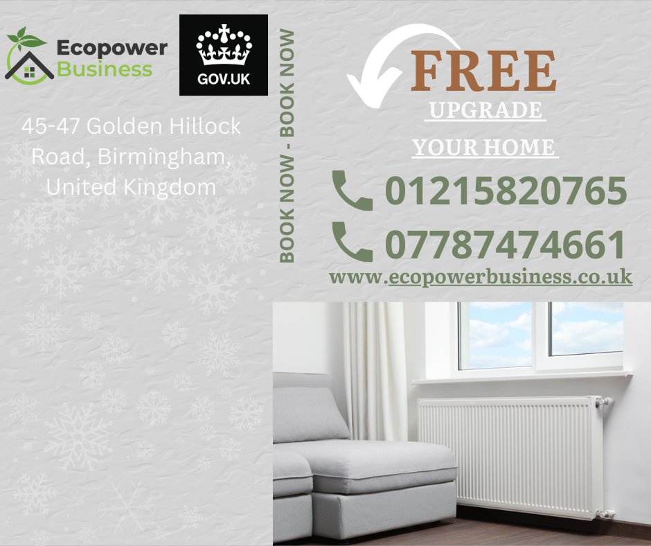 EcoPower33's tweet photo. "Elevate your home's comfort with our Free Boiler Replacements, External & Loft Insulation, Heating Controls. Stay warm, save energy. Contact us today! https://t.co/6NBBxbRWYa
#Freeboilerreplace #LoftInsulation #Externalwallinsulation #Heatingcontrol #Birmingham #upgradehome https://t.co/glObbK5jWy