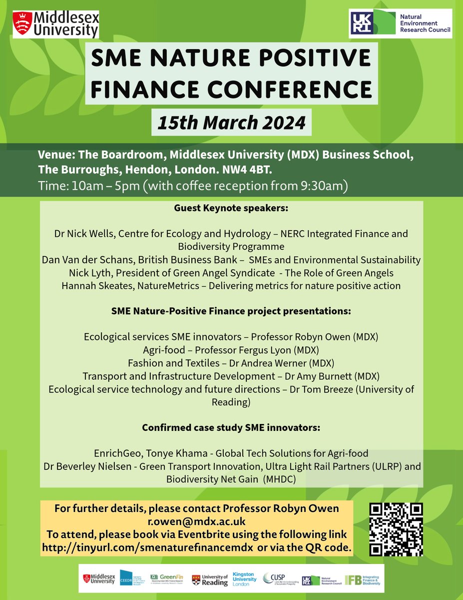 Join trailblazing SME practitioners as they voice the challenges & opportunities in scaling up nature-positive business solutions. Interface with the latest analysis from our @infinbio SME Nature Finance project in a rapidly changing financial landscape @CEEDRmdx @CUSP_uk