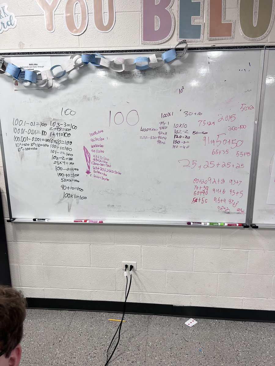 Keoghsclass102's tweet photo. Started Math DEB with trying to making 100 in as many ways as possible! Happy 100th day of school! https://t.co/QSJ0Mff33p