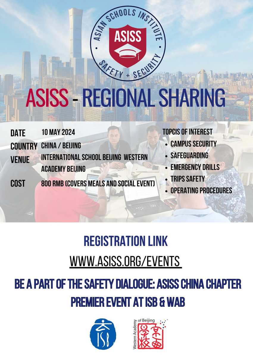 #asiss regional #schoolsafety  conference in Beijing. More details at asiss.org/events