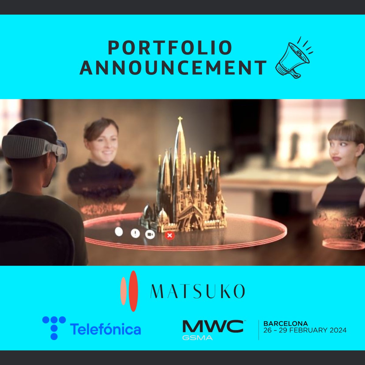 💡 @MatsukoCompany is joining a demo session in the Mobile World Congress to showcase a holographic meeting with holograms of both the meeting attendees and objects, together with @Telefonica and @NVIDIA ! Read more: telefonica.com/en/mwc/agora-2… #WeAreWayra #HolographicFuture #mwc24