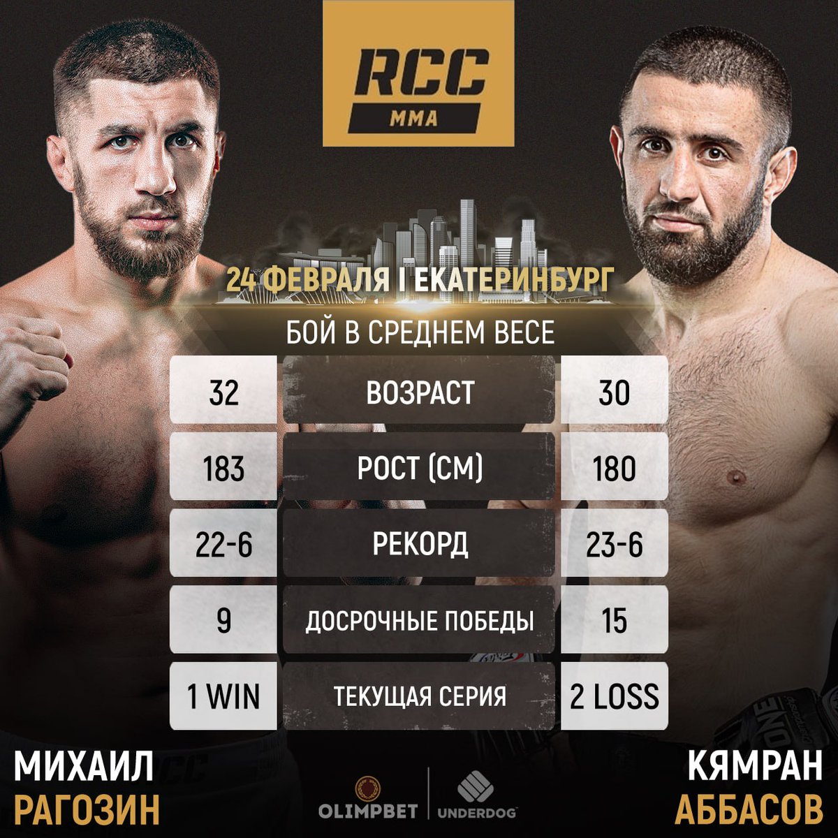 VestnikMMA's tweet photo. �� Экс-чемпион #One в среднем весе Кямран Аббасов дебютирует в RCC поединком против Михаила Рагозина. Это противостояние состоится 24 февраля на #RCC18. https://t.co/giPseYogMC