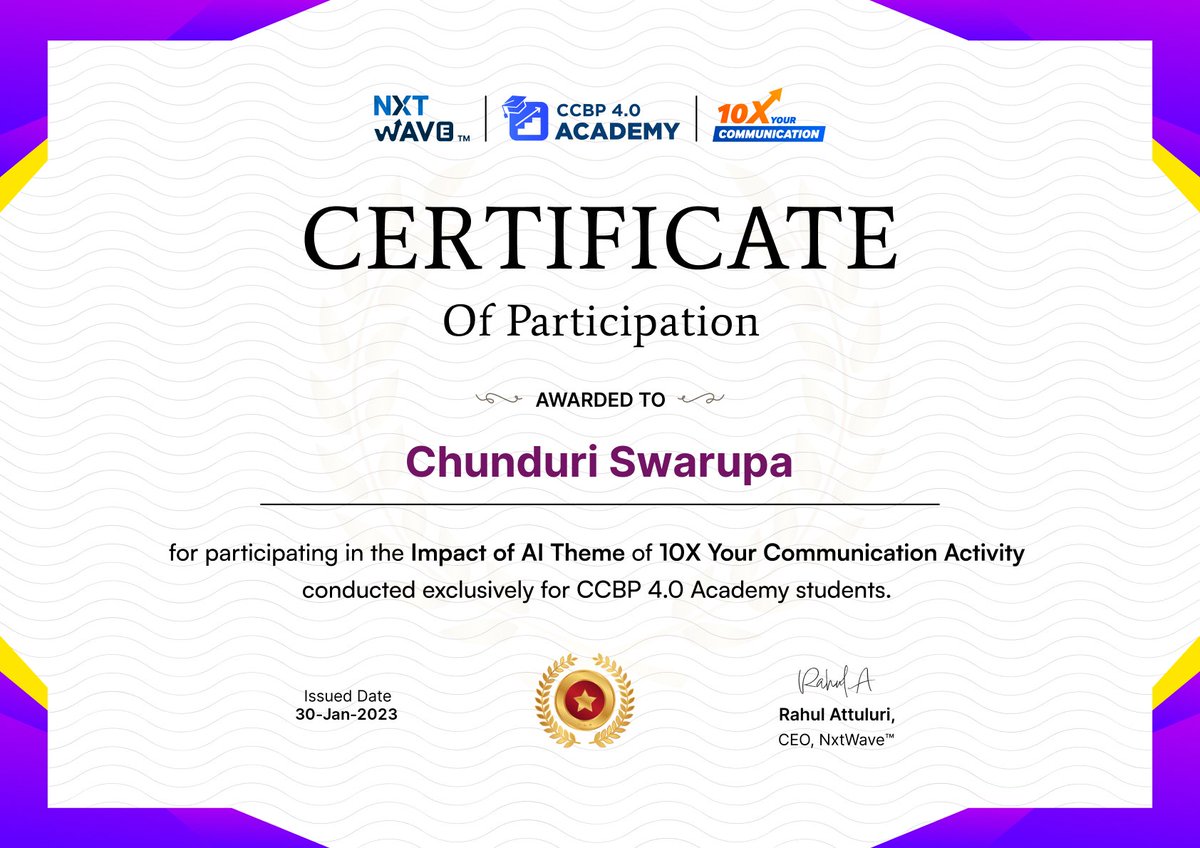 #nxtwave #ccbpacademy #rahulattulurisir #communicationskills #activity #impactofAI #participation #certificate