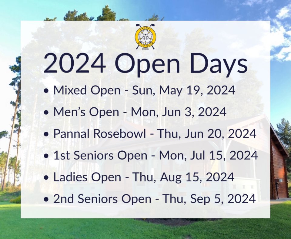 Our 2024 Open Days are now live! ⛳️

Click here to book pannalgc.co.uk/open-competiti…

#YorkshireGolf #HarrogateGolf #Pannal
