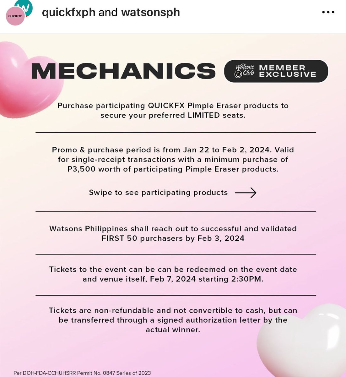 Solid_Donato's tweet photo. Malapit na to… naka avail na ba kayo?

Get ready for a cozy V-Day Hangout this Feb 7, 2024 with #QUICKFX and heartthrob @donnypangilinan , this coming love month.

#QUICKFX #VDayHangout #DonnyPangilinan #PerformanceSkincare #PimpleEraser https://t.co/Sjvr6gtTw9