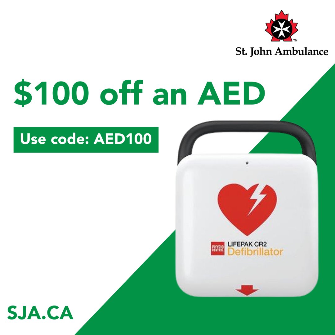 Be proactive and prepared! ❤️‍🩹 This Heart Month, get $100 off an AED by using the code AED100 at checkout. Keep it easily accessible so that you can be ready to help a family member or friend in need.

Shop here: sja.ca/en/shop/aed-an…

#HeartMonth #AED #FirstAid
