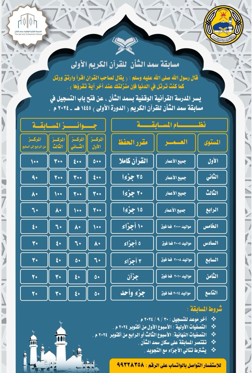 tqessamad's tweet photo. مسابقة سمد الشأن للقرآن الكريم الأولى https://t.co/ApWDVJOFWa