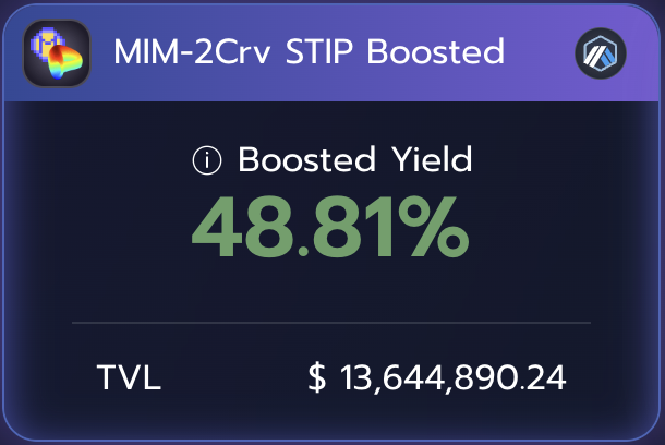 🧙🏼‍♂️! MIM Lping is back at full speed!🔥 Provide $USDC or $USDT in the $MIM-2Crv pool on @arbitrum, and stake your LP tokens natively on Abracadabra, to enjoy APRs above the 48% in $ARB tokens!🔮 💦 LP: curve.fi/#/arbitrum/poo… 🚜 Stake: app.abracadabra.money/#/farm/4