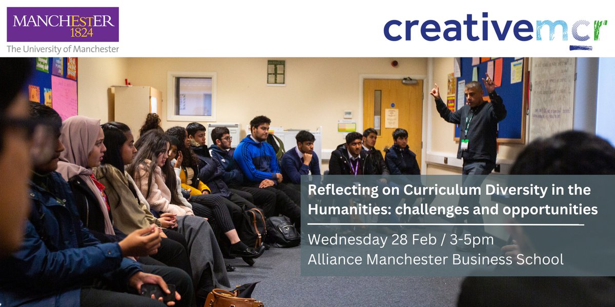 ❗IN ONE MONTH, join us for an event reflecting on the challenges and opportunities of diversifying the curriculum in the Humanities📚Explore inclusive learning with @Aakhtar, who will lead a panel discussion💬 📅28 FEB🕒3-5PM🎟️FREE 📍 AMBS 👉 Register:eventbrite.co.uk/e/reflecting-o…