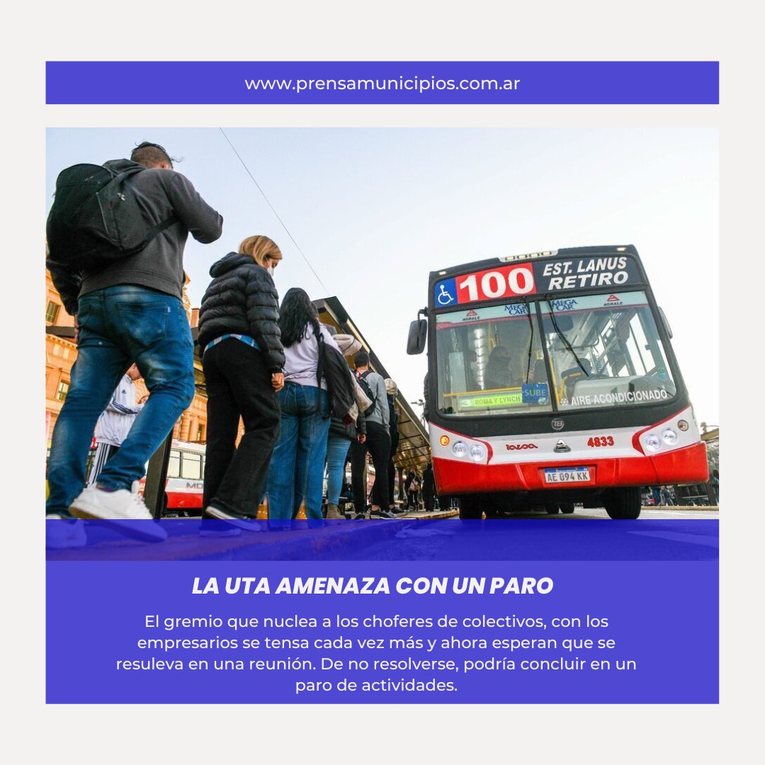 prensamunicipio's tweet photo. 🚨Paritarias: Si no se llega a un acuerdo salarial, podría haber paro de transporte 

https://t.co/OlnZy3ceW7 https://t.co/ViD8H8tWc9