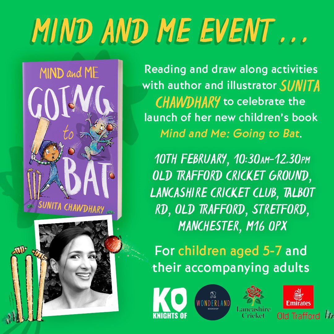 🎉 Celebrating the publication of Mind & Me - Going to Bat with Knights Of & Lancashire Cricket 📚🏏✨ Join me for a reading & drawalong at Old Trafford Cricket Ground, for children aged 5-7 and their accompanying adults! Book your tickets here 👉🏾
wonderlandbookshop.co.uk/product/sunita… #ReadMCR