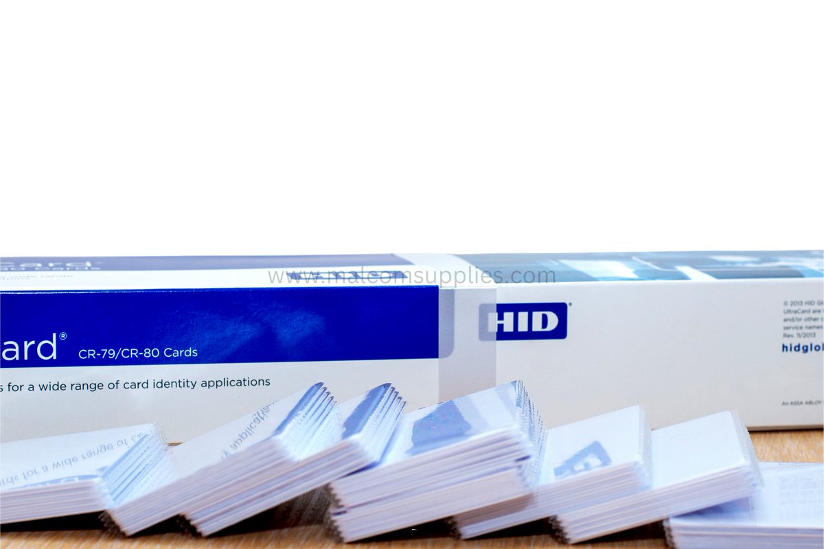 Product: Fargo UltraCard™ PVC ID Cards

Specifications;
Dimensions - CR-80 (3.375˝L x 2.125˝W / 85.6 mm L x 54 mm W), CR-79* standard or adhesive back (3.313˝L x 2.063˝W / 84.1 mm L x 52.4 mm W
Card construction - 100% PVC
Printing compatibility -Direct-to-Card (all brands),etc.