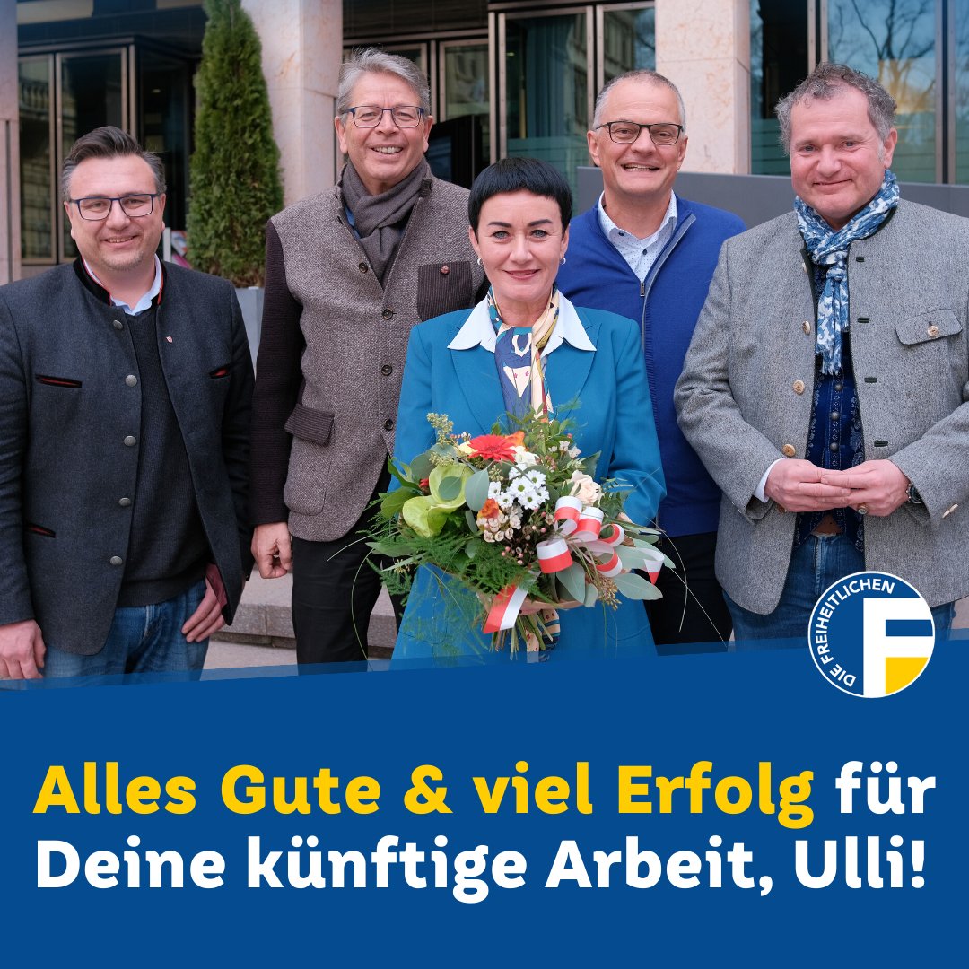 freiheitlich's tweet photo. Die neue LR ist gewählt: Als erste freiheitliche Landesrätin wird 𝗨𝗹𝗹𝗶 𝗠𝗮𝗶𝗿 künftig die Bereiche #Wohnbau, #Sicherheit, #Integration und #Gewaltprävention verantworten. Wir wünschen von Herzen alles Gute und viel Erfolg für die neue Aufgabe! ➡️ https://t.co/h2hxF1heLk https://t.co/VktykuXDf2