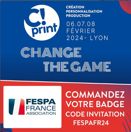 | Evénement : C!Print Lyon 2024 |

Nous vous attendons nombreux la semaine prochaine sur notre stand FESPA France, 2L38.

Téléchargez votre badge gratuit 👉 u2kq.mjt.lu/lnk/AWgAADUZzq…