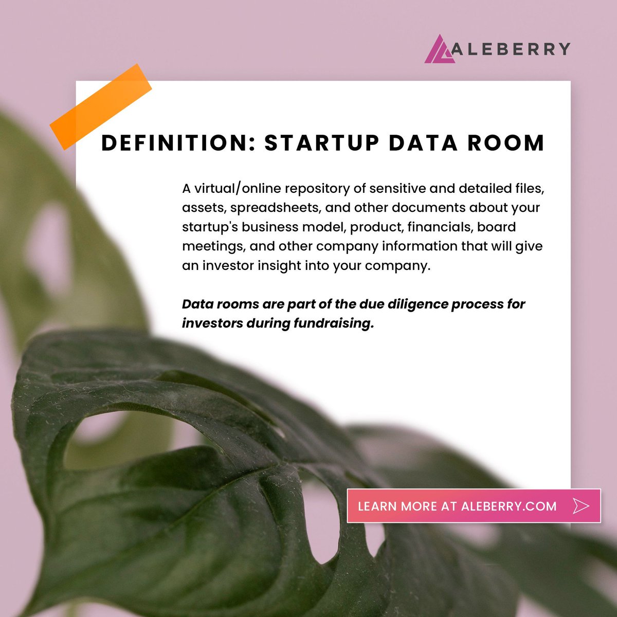 📖 Tip Thursday: What is a #startup data room for investors?

A data room or virtual data room (VDR) is a virtual/online repository of sensitive and detailed files about your startup that gives an investor insight into your company. 

Learn More at: buff.ly/3SoqD21 

‍#VC