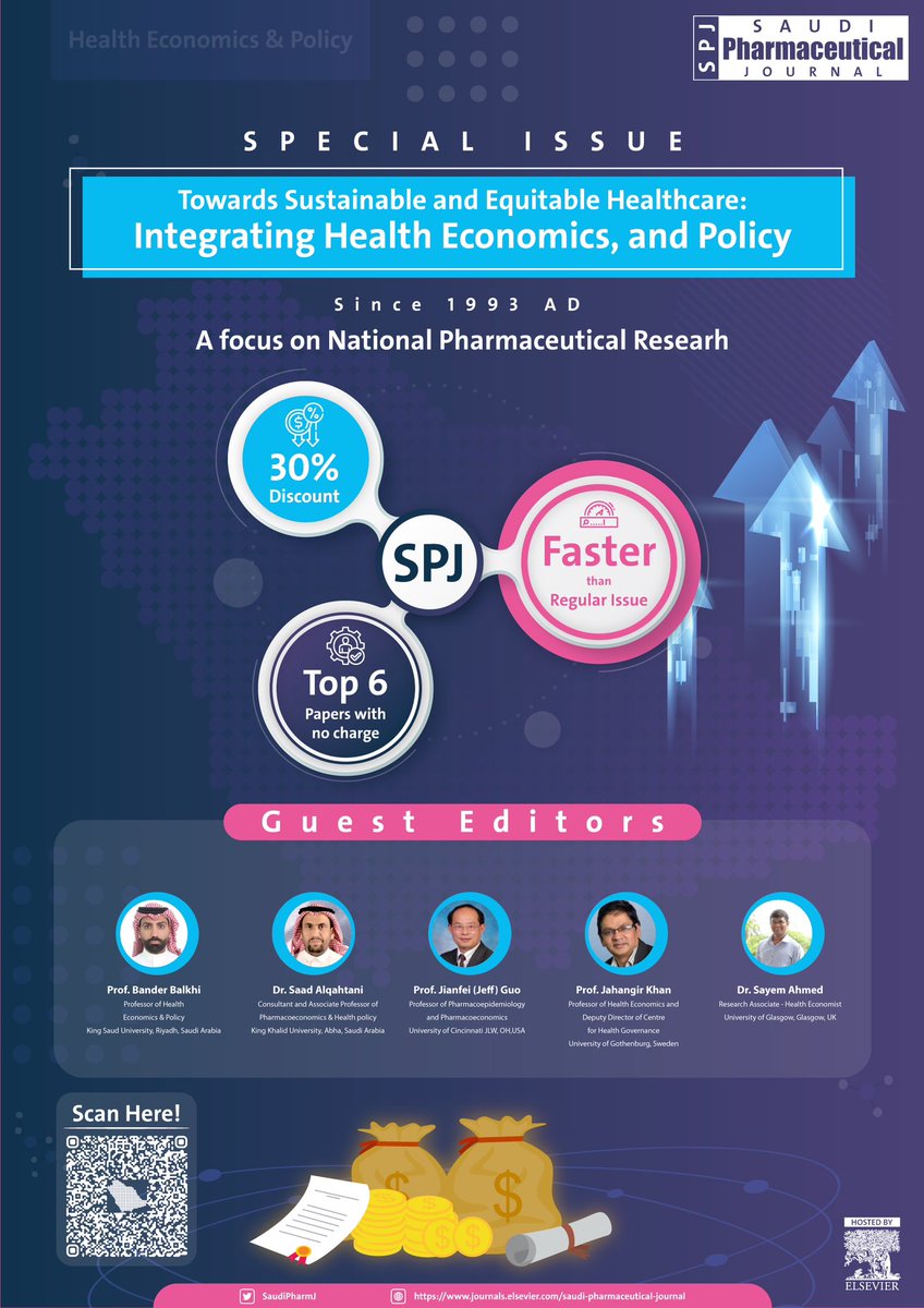 Special issue ✨

Towards Sustainable and Equitable Healthcare: Integrating Health Economics, and Policy.

Submission deadline: 1 August 2024 📆

Read More | sciencedirect.com/journal/saudi-…