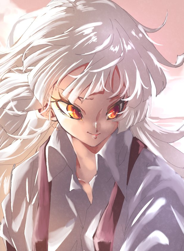藤原妹紅 「作画コストを落とすにはフェイスアップかバストアップ 」|イサギ@春例か20bのイラスト