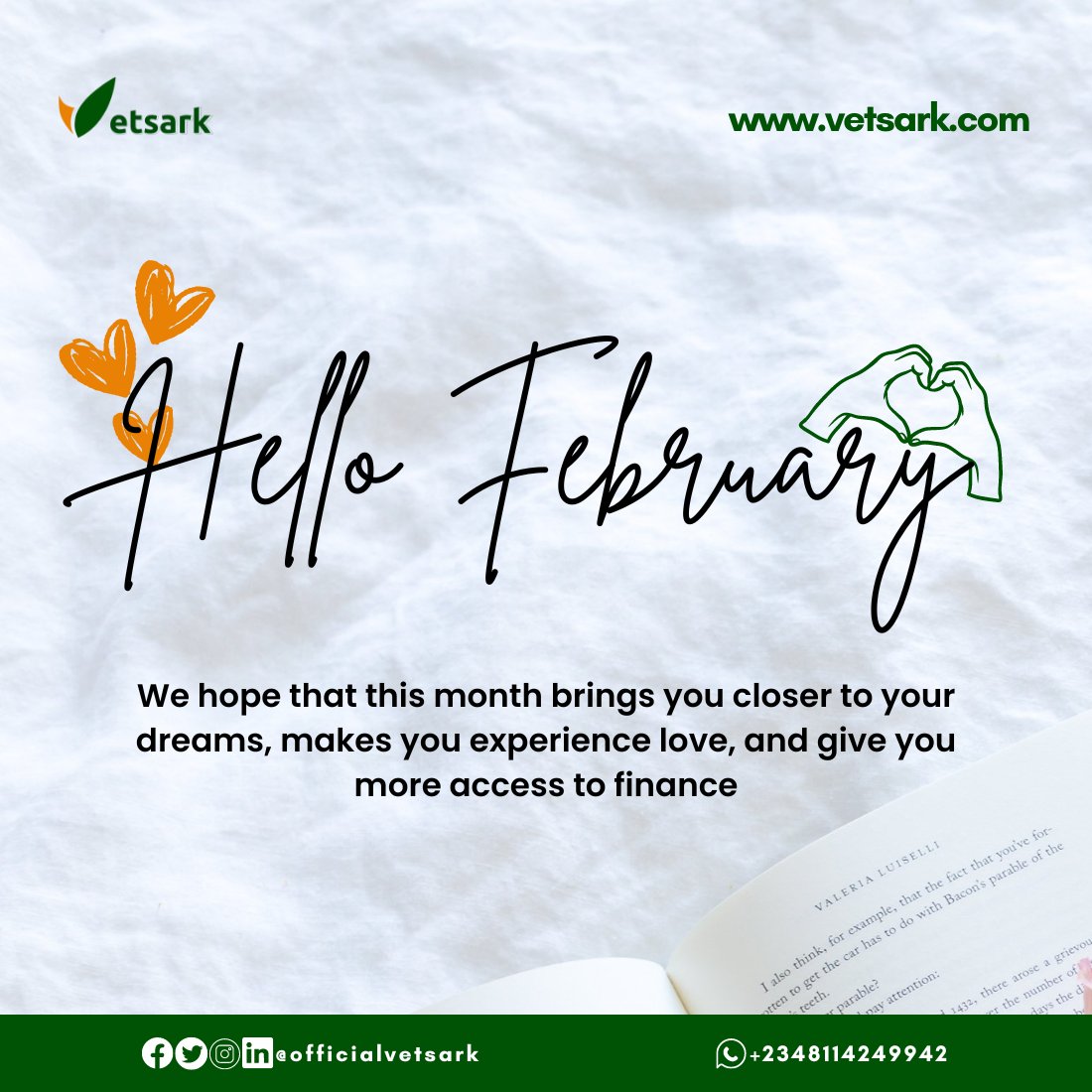 officialvetsark's tweet photo. Welcome to the month of Love!!!

Happy New Month

Great announcement to come!!!

#newmonth #HappyNewMonth #Vetsark #agribusiness #poultry #livestock #fishfarming https://t.co/J9IGy6tcT0