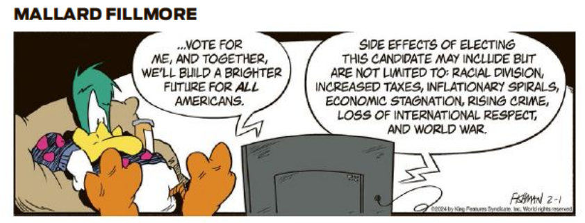 Election day is nine months away, but most 'mericans can see through the haze of ads and some news channels.  Thankfully, <a href="/juliemason/">Julie Madon</a>  has helped me recognize the fine print in 6 point agate.