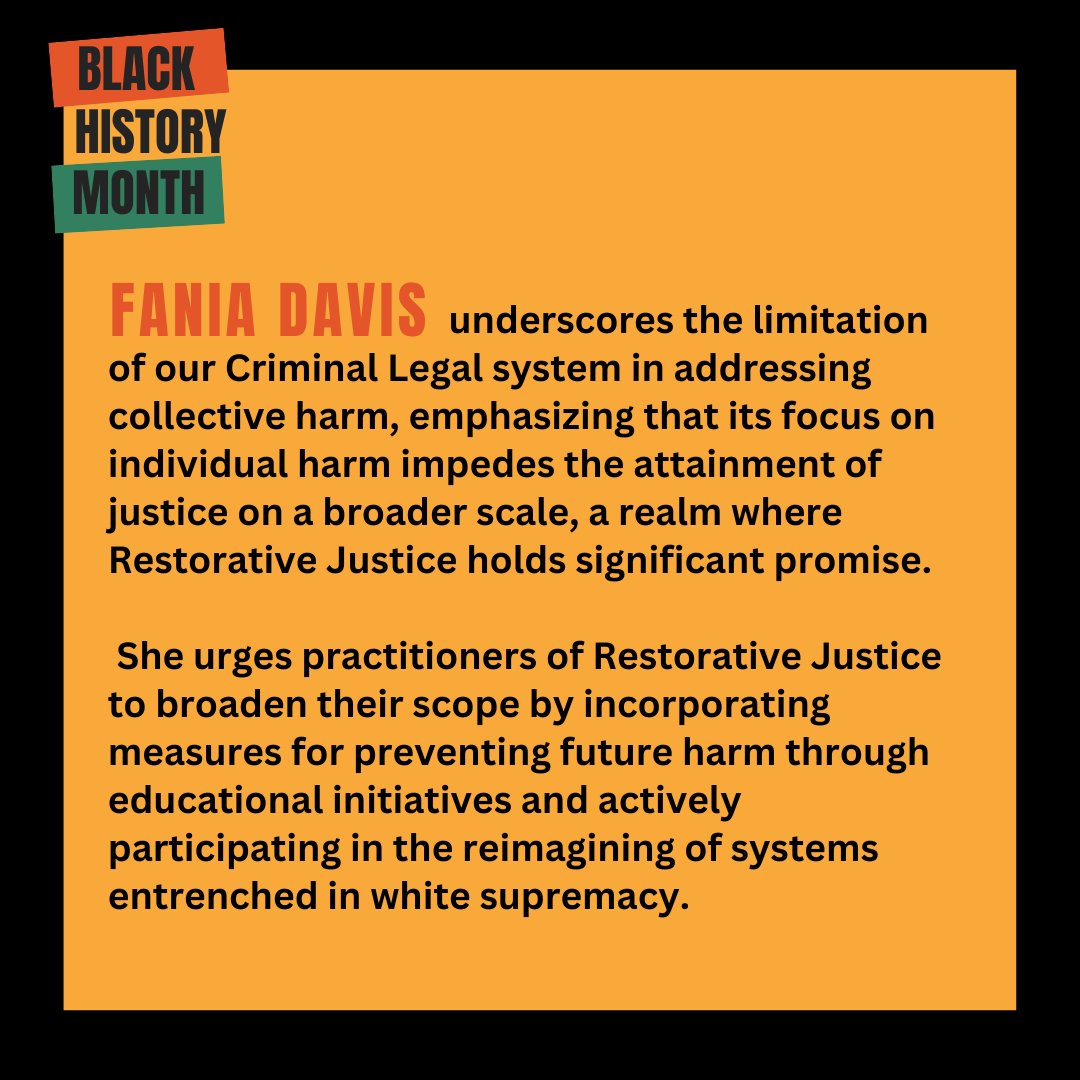 We celebrate the contributions of amazing Black restorative justice practitioners! Fania Davis is a social justice activist, civil rights trial attorney, RJ practitioner, professor &amp; scholar. Fania responds to the question of "What is Justice?": zurl.co/cuf2