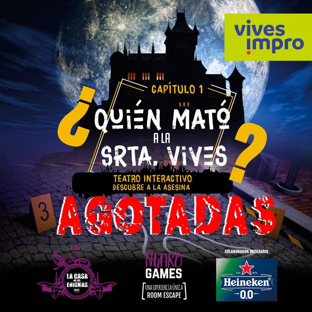 GRACIAS Y MIL GRACIAS.
Agotadas las entradas para nuestros espectáculos. estamos agradecid@s X la acogida que están teniendo nuestras experiencias.
En marzo volveremos con de teatro interactivo: Con ACCIÓN ESTELAR y nuevamente ¿Quién mató a la Srta. Vives?
<a href="/INCABE/">INCABE</a>