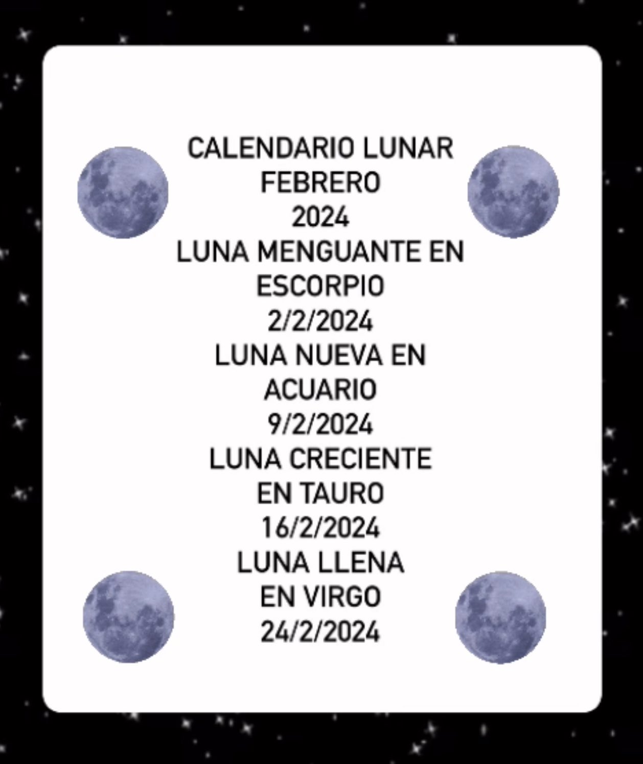 Waldo Casal on X: Calendario lunar Febrero 2024 // #LunaMenguante  #LunaNueva #LunaCreciente #LunaLlena #Astrología  /  X