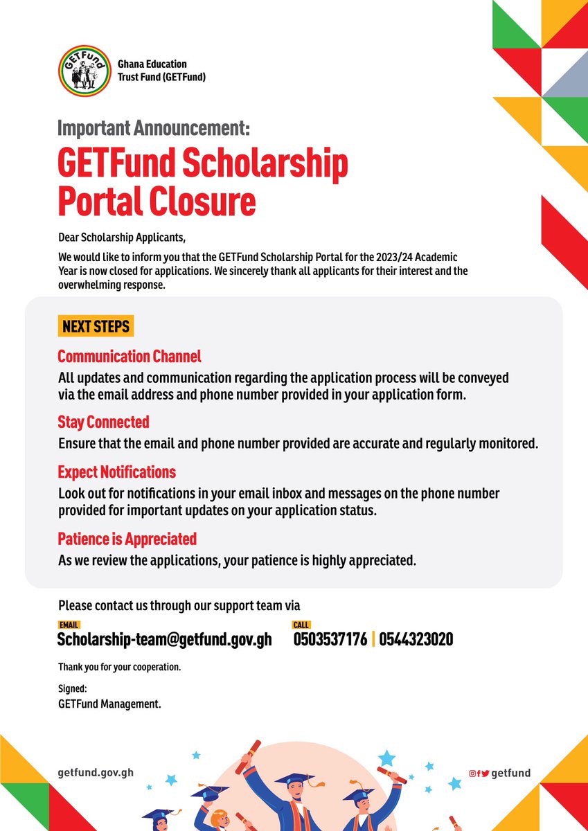 Important Announcement: GETFund Scholarship Portal Closure #GETFundScholarship