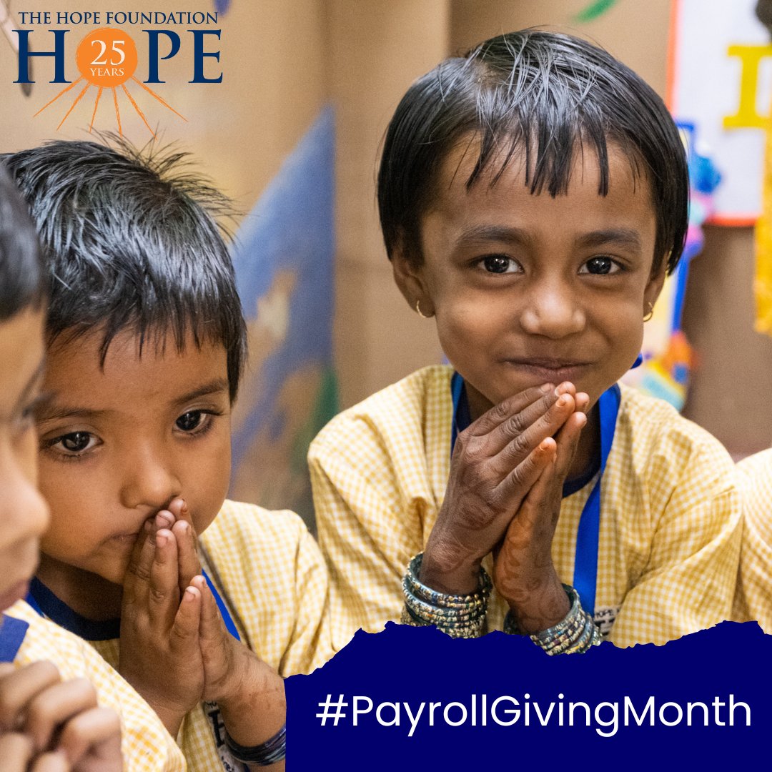It's Payroll Giving Month. If you regularly donate to HOPE, you could increase your donations by up to 88% through Payroll Giving at no extra cost to you. To find out more, please get in touch at juliette@thehopefoundation.org.uk  #PayrollGivingMonth