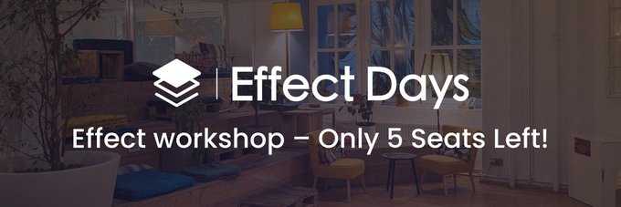 Effect Days banner using the workshop venue as a background image.