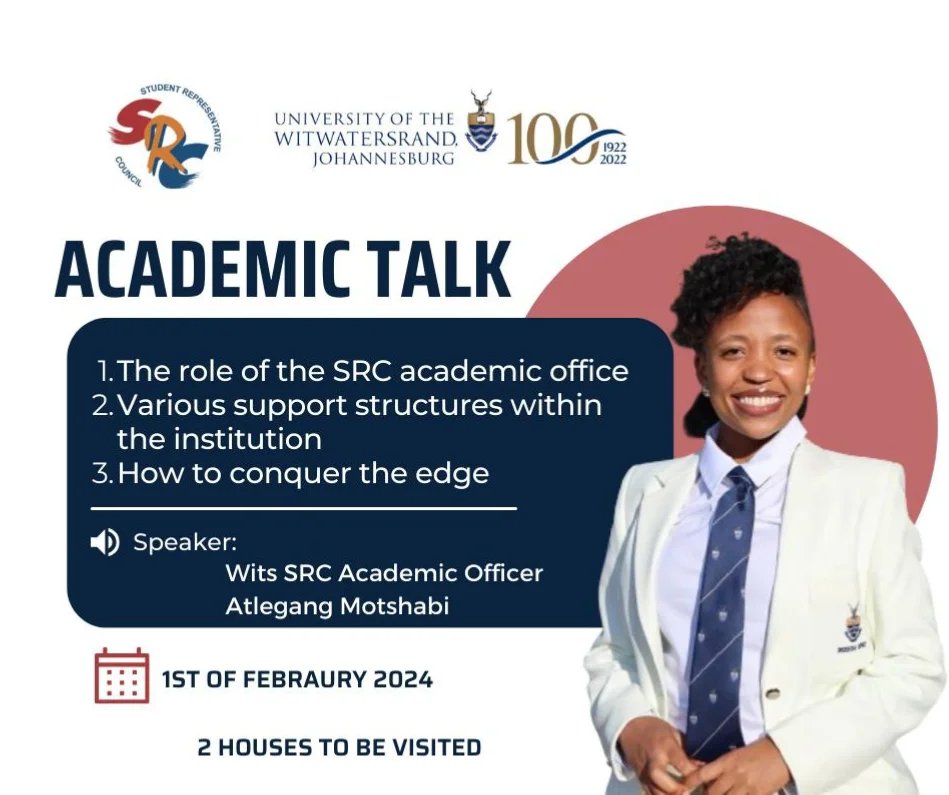 Wits_SRC's tweet photo. The SRC academic officer will be hosting its first academic talk for the year 2024. This program will be hosted in different schools, residences and etc. If we do not get to you, kindly email the wits SRC Academic officer 
src.academics@students.wits.ac.za
#2024isour1994 https://t.co/pA2gvokJEu