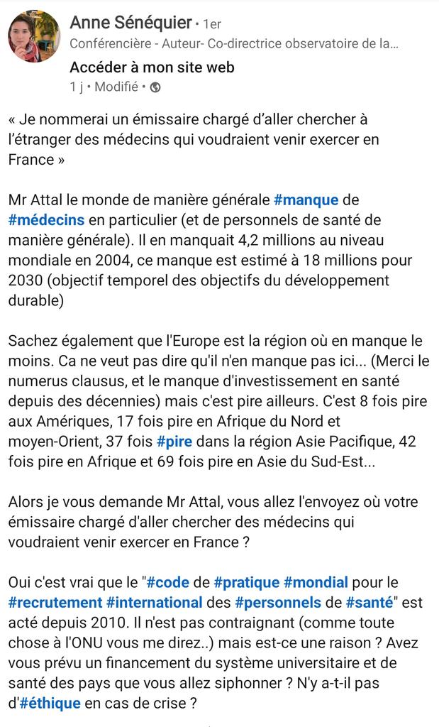 Bastien_Mollo's tweet photo. Excellente mise au point de @asenequier : n'allons pas piller les pays étrangers des quelques rares #médecins qu'ils ont !

#immigration #demographie_medicale
@GabrielAttal @InstitutIRIS https://t.co/PbODr2jzEa