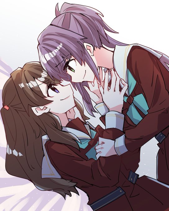 「hand on another's face yuri」 illustration images(Latest)