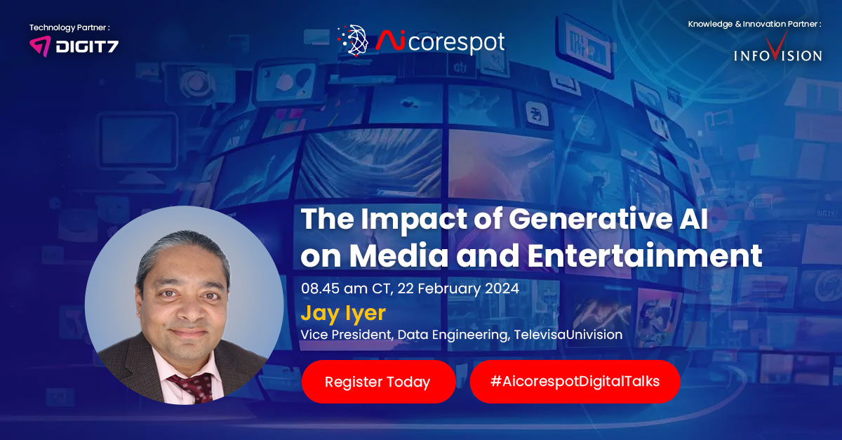 🔍 Dive into the future of media with Jai Iyer, Tina Lampe, and Vivek Parmar! Join us on February 22 at 8:45 am CT to explore how Generative AI is revolutionizing content creation and storytelling in the Media and Entertainment sector.

Register: live.zoho.in/rUT0wrgctp

#GenAI