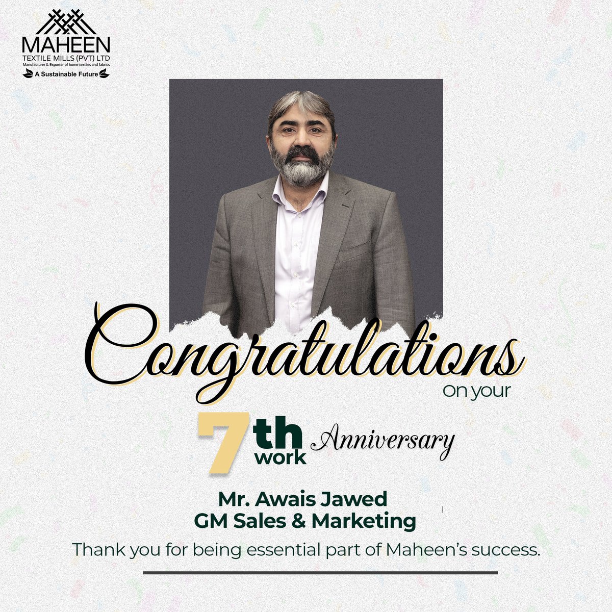 Maheentex's tweet photo. Congratulations all on your dedicated services! Your commitment, passion, and hard work have made a significant impact on our company's success. Your contribution has been invaluable, and we look forward to many more years of your continued excellence.  

Happy Work Anniversary! https://t.co/15TeFZw2wZ