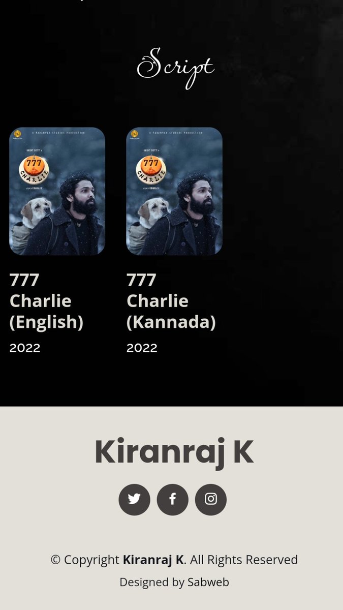 The script for #777Charlie is available for download in both Kannada and English. 🔗 kiranrajk.com/script.html #KiranRaj #RakshitShetty