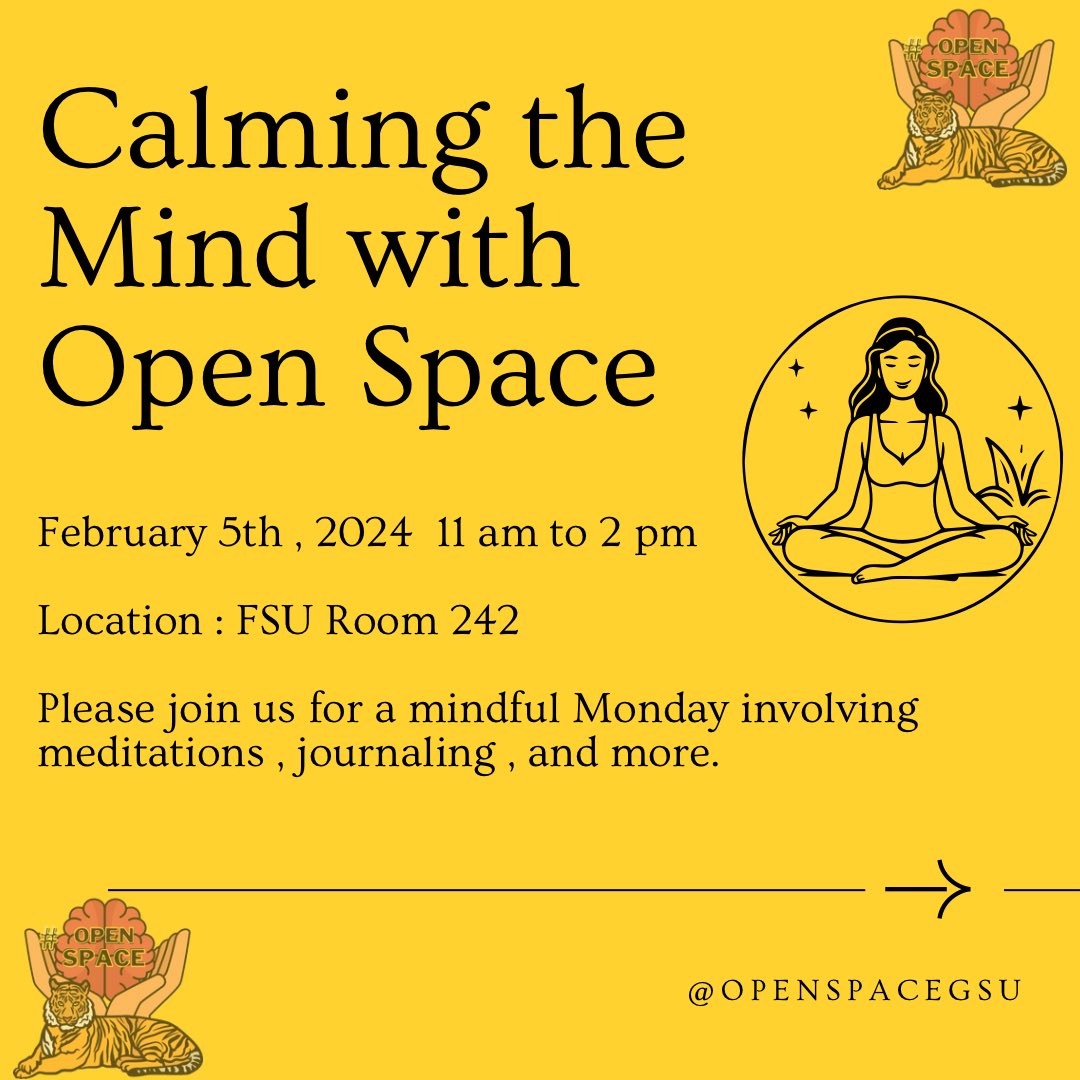 Good Afternoon Open Space Family ☺️ Next week we’ll be having a mindful Monday where you can come calm your mind through meditations , journaling , and more. Can’t wait to see you all ! 💚