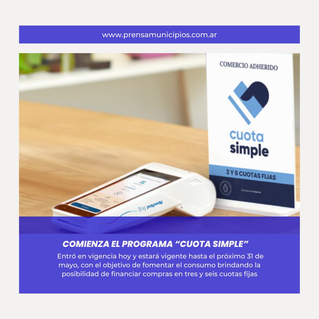 prensamunicipio's tweet photo. ‼️ Desde hoy comienza el Programa del Gobierno "Cuota Simple"  

https://t.co/rJttHRVSvy https://t.co/ZJgWQqUbwr