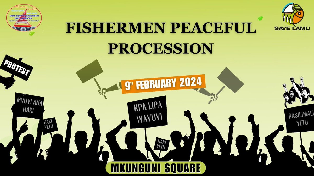 Savelamu (@savelamu) on Twitter photo it's now high time to solve the Lamu fishermen puzzle which is taking way too long than expected for the Lamu fishers to receive compensation, join us on 9th february as we take it to the grounds to hold a peaceful protest to demand for the fishermen compensation.
<a href="/ajws/">American Jewish World Service (AJWS)</a> it's now high time to solve the Lamu fishermen puzzle which is taking way too long than expected for the Lamu fishers to receive compensation, join us on 9th february as we take it to the grounds to hold a peaceful protest to demand for the fishermen compensation.
<a href="/ajws/">American Jewish World Service (AJWS)</a>