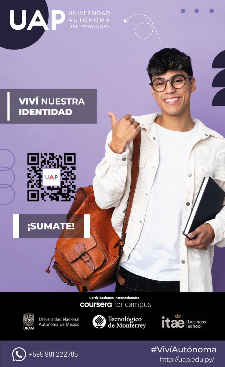 uap_py's tweet photo. Matriculas exoneradas y descuentos por tiempo LIMITADO. ¡Escanea el QR y conoce más!
#viviautonoma https://t.co/TwYBdmyHIT